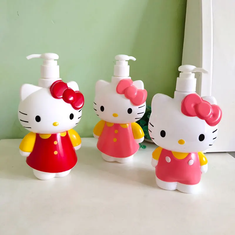 Hello Kitty Dispenser Bottle Liquid Shampoo Shower Gel Bottle Refillable Storage Container Press Body Wash Empty Bottles