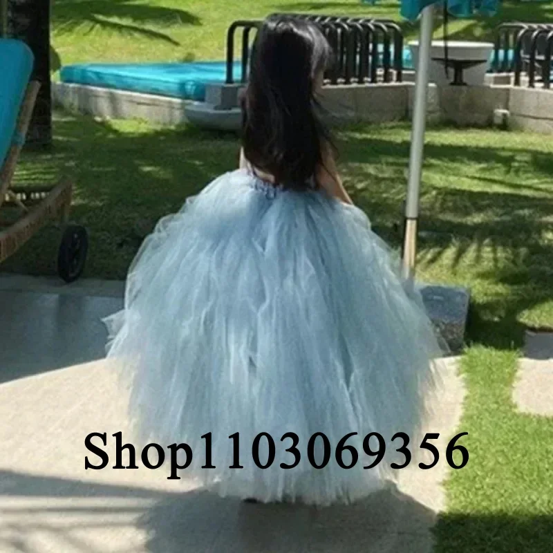 Custom Made Flower Girl Dress Tulle Piano Performance Princess Baby Girl Prom Dress for Wedding Birthday Party Evening Gown