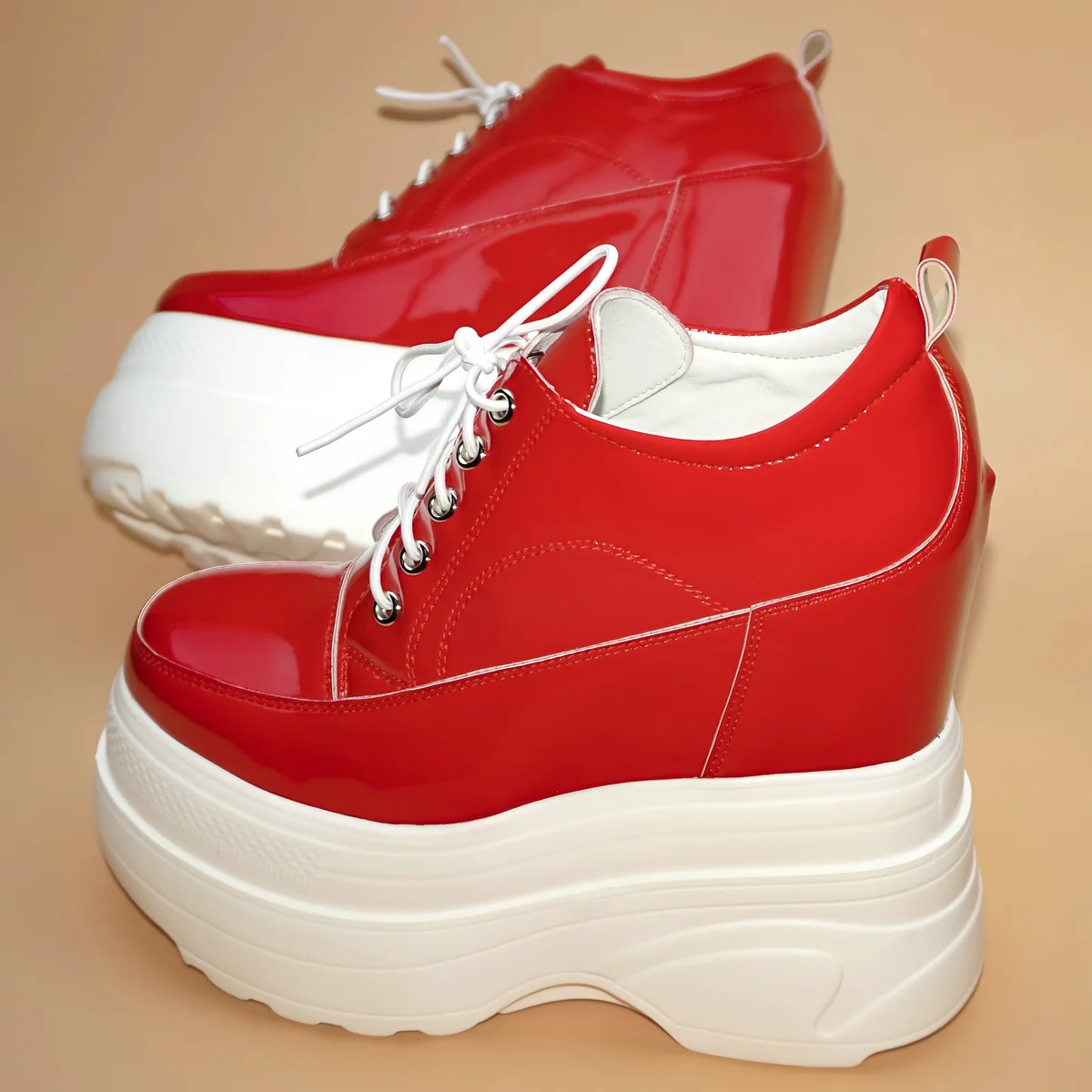 

Height Increasing Chunky Sneakers Women Size 47 Patent Leather Wedges High Heel Ankle Boots Round Toe Platform Pumps US 12 Shoes