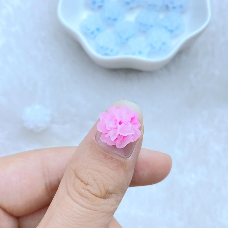 60Pcs New Cute Resin 13mm Mini Colorful Flower Series Flat Back Manicure Parts Embellishments For Hair Bows Accessories