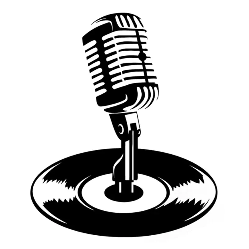 

Car Stickers Fun Microphone Music PVC Car Decoration Accessories Stickers Waterproof Cover Scratch Black/white, 14cm*12cm