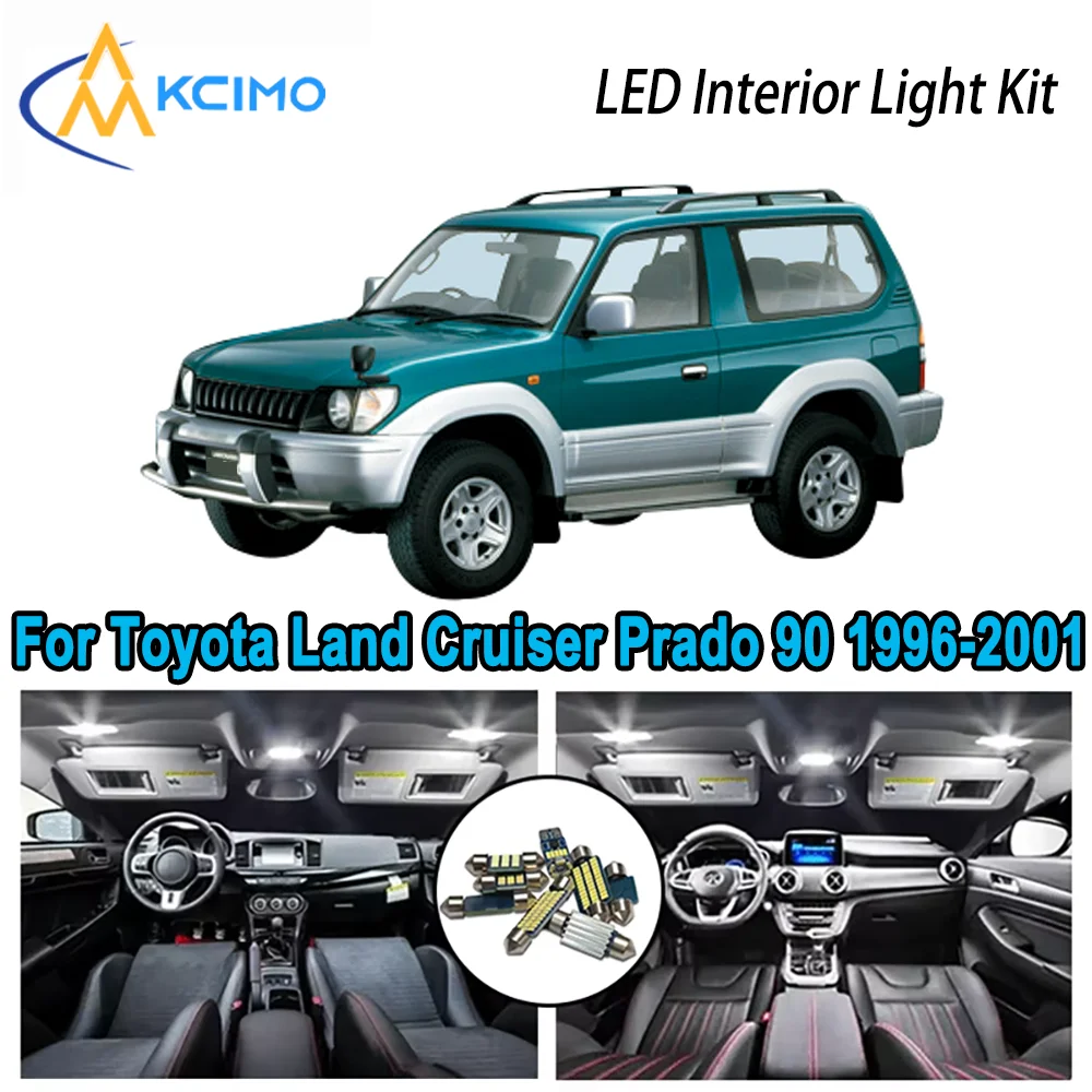 

Premium Bright LED Interior Light Kit for Toyota Land Cruiser Prado 90 1996-2001 Dome Map Trunk Car Lamps with Canbus No Error