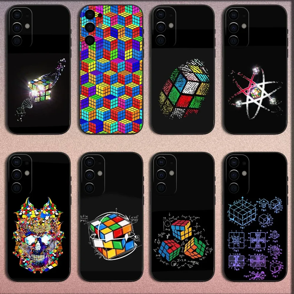 Cool Rubiks Cube Phone Case For Samsung S25,S24,S21,S22,S23,S30,Ultra,S20,Plus,Fe,Lite,Note,10,9,5G Black Soft Cover