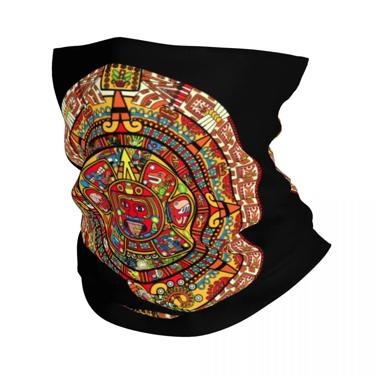 Mexico Maya Aztec Calendar Neck Gaiter Men Women Windproof Winter Bandana Scarf for Ski