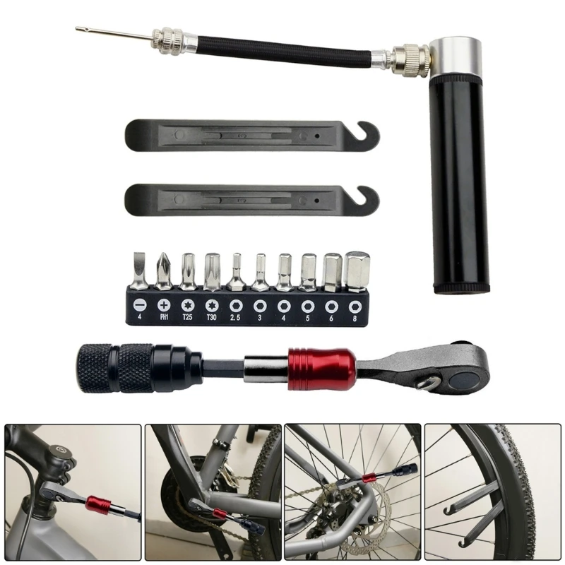 Multifunctional Bike Repair Tool Bicycles Maintenance Tool Ratchet Wrench Set Tire Levers Tire Cycling Accessories