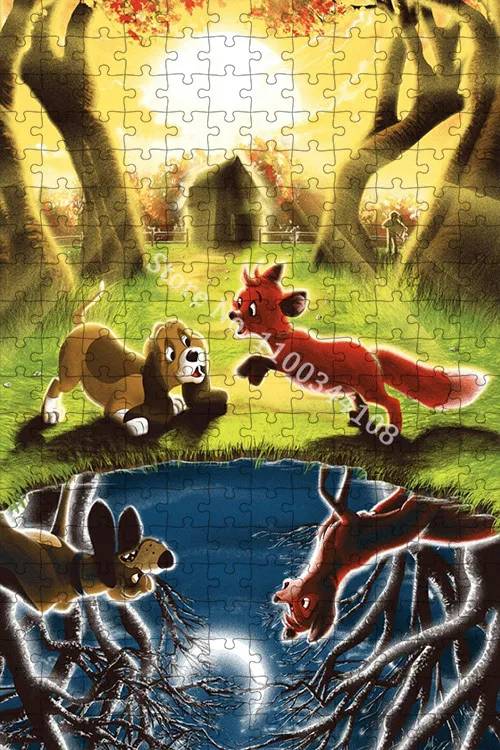 Disney The Fox and The Hound Jigsaw Puzzles 300/500/1000 Pieces Assembling Picture Puzzles Toys for Adults Children Kids Games