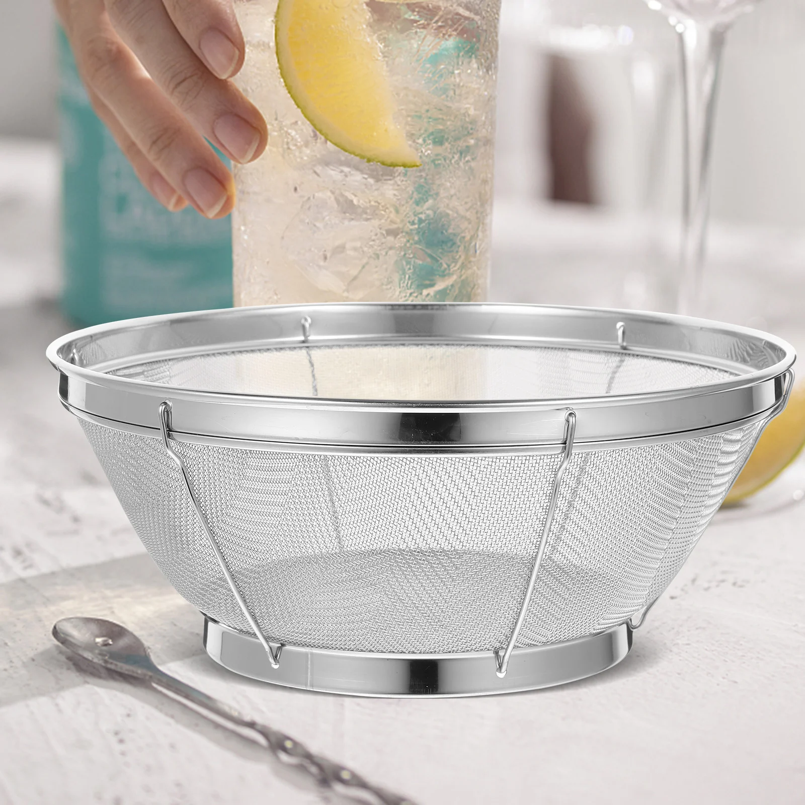 Filter Screen Stainless Steel Rice Washing Sieve Tuna Strainer Pasta Fruit Basket