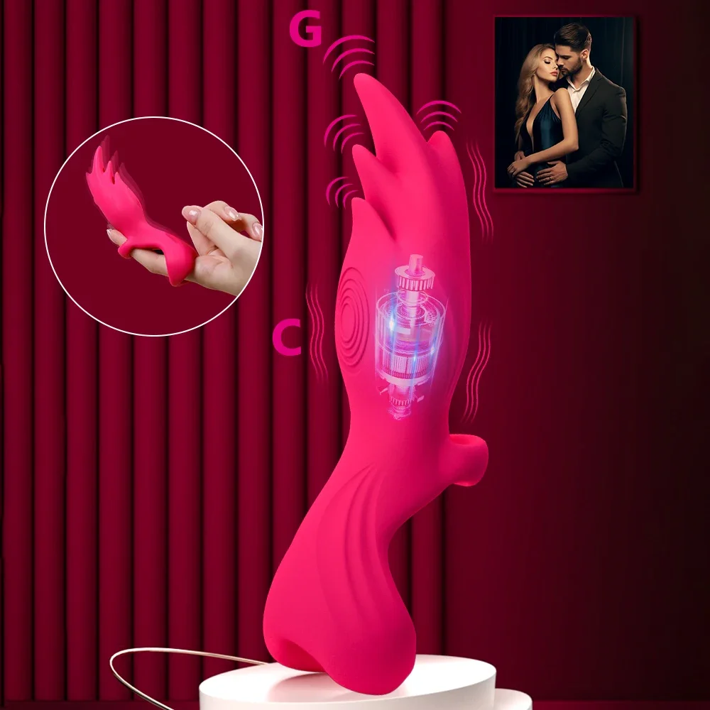 YEAIN Vibrator g-spot untuk wanita, mainan seks Stimulator klitoris perangsang klitoris puting, bentuk jari untuk wanita dewasa