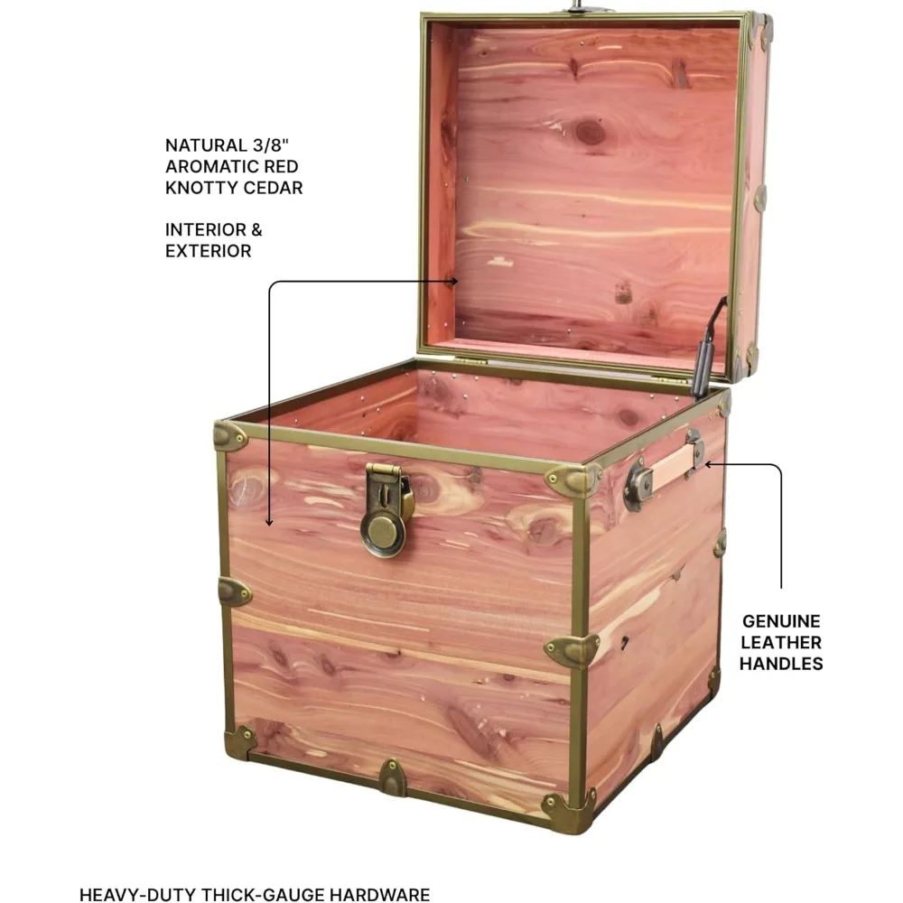 صندوق تخزين Cedar Chest Knotty Cube مقاس 18 × 18 × 20 - أجهزة نحاسية عتيقة، طاولة قهوة، نهاية صندوق السرير، حل تخزين متعدد الاستخدامات #3