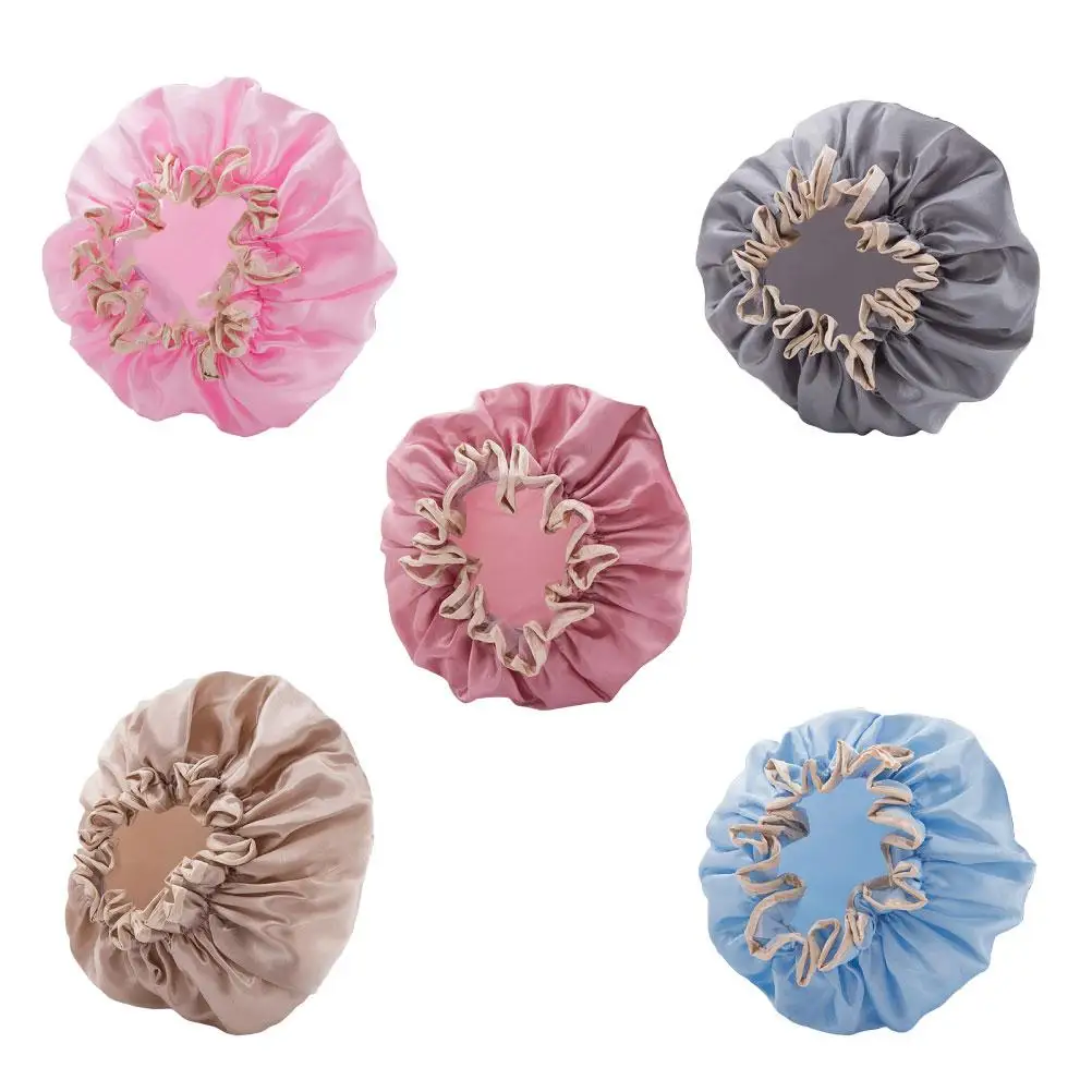 

Waterproof Shower Cap Durable Bath Thicken Blue Color Elastic Colorful Double Layer 5 Pcs Reusable Cute Adult Design Hat