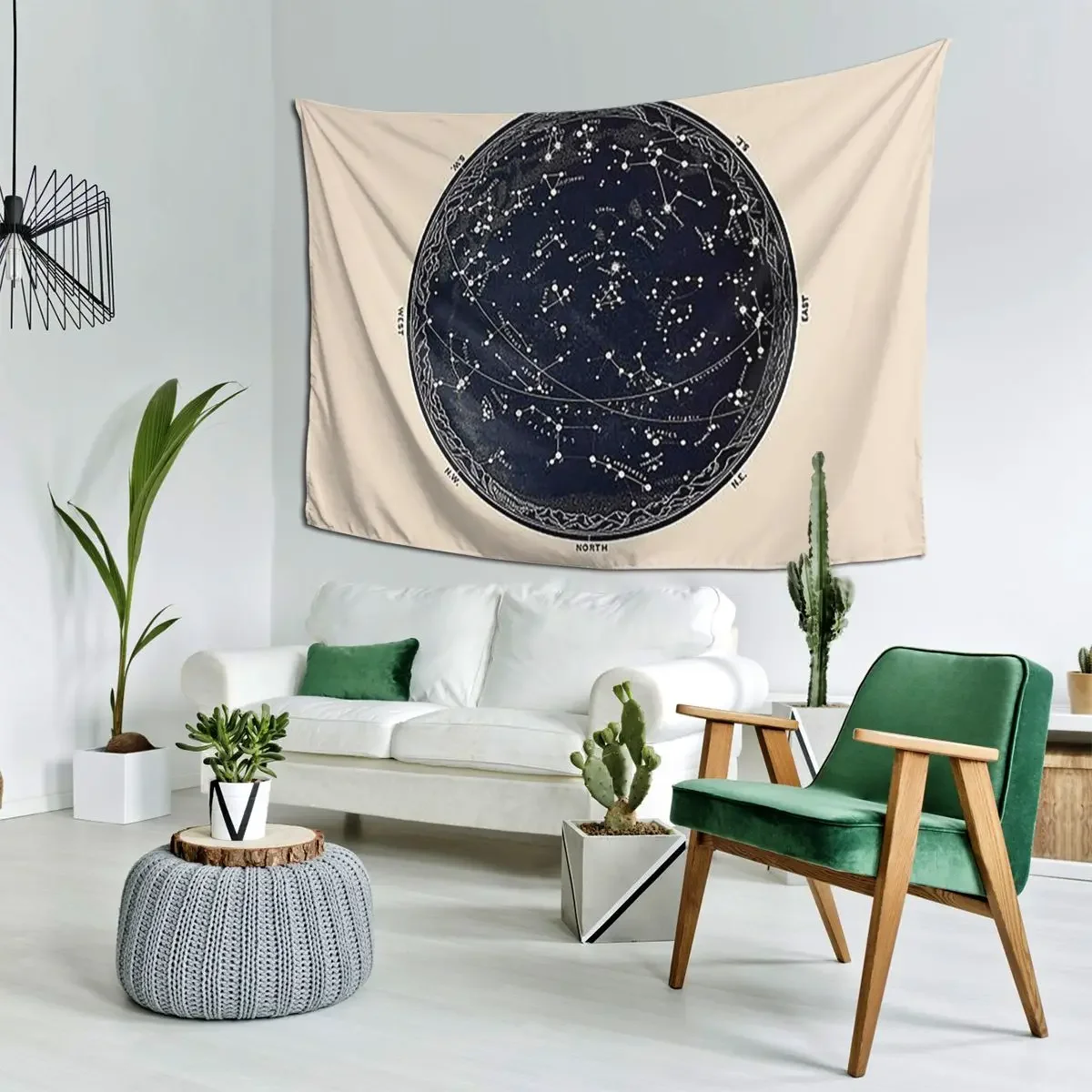 Antique Map Of The Night Sky, 19th Century Astronom Tapestry Art Wall Hanging Home Tapestries for Living Room Bedroom Dorm Room