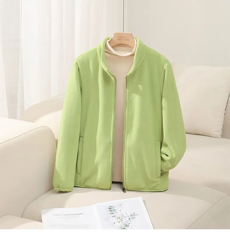 플리스 스웨트셔츠 모자 없음 여성용 중간 길이 가을 겨울 두꺼운 레귤러 미니멀리스트 화이트 칼라 출퇴근용 리본 소녀용