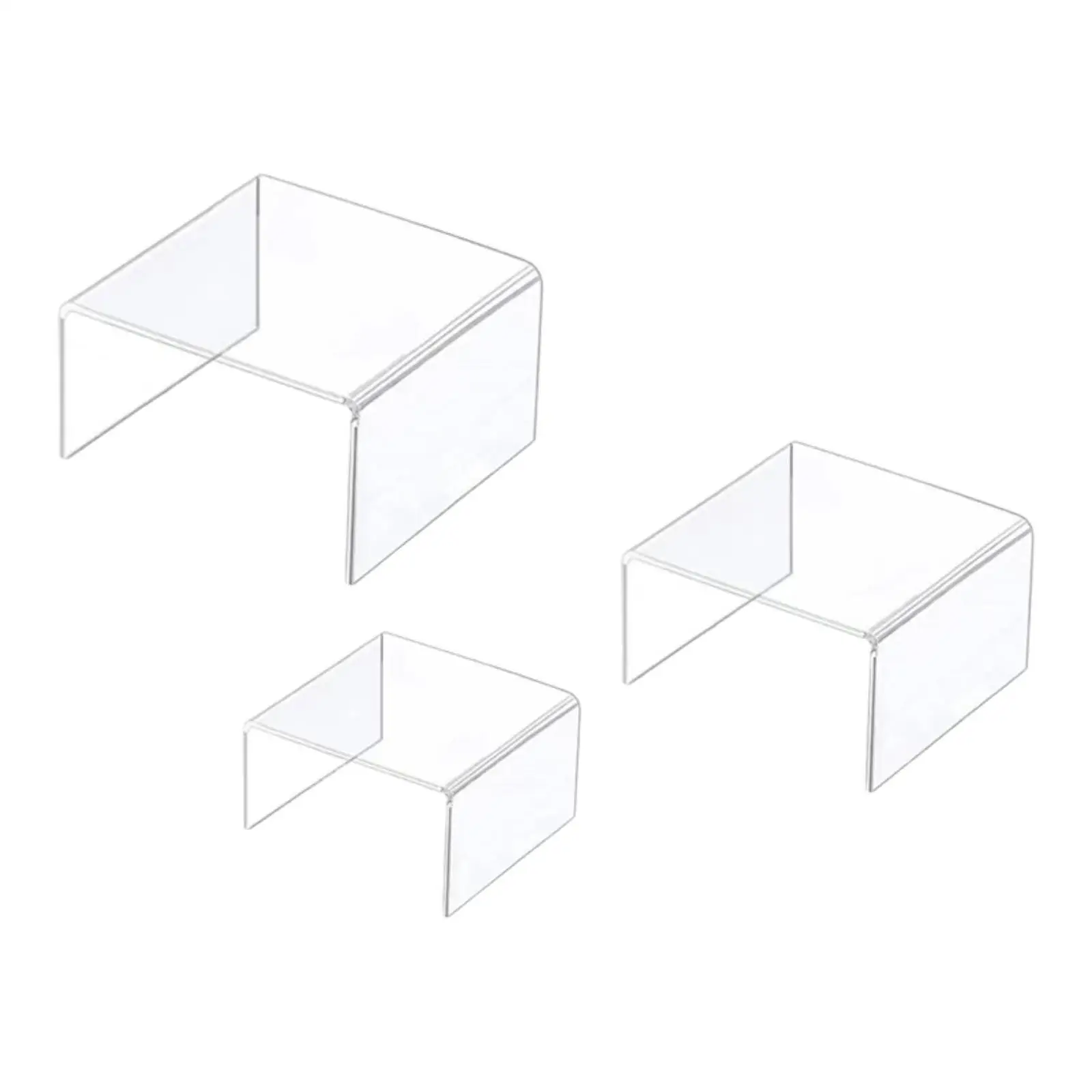 3x Acrylic Risers Clear Rectangular Multi Use Cupcakes Holder Perfume Organizer for Party Figures Perfume Showcase Collectibles