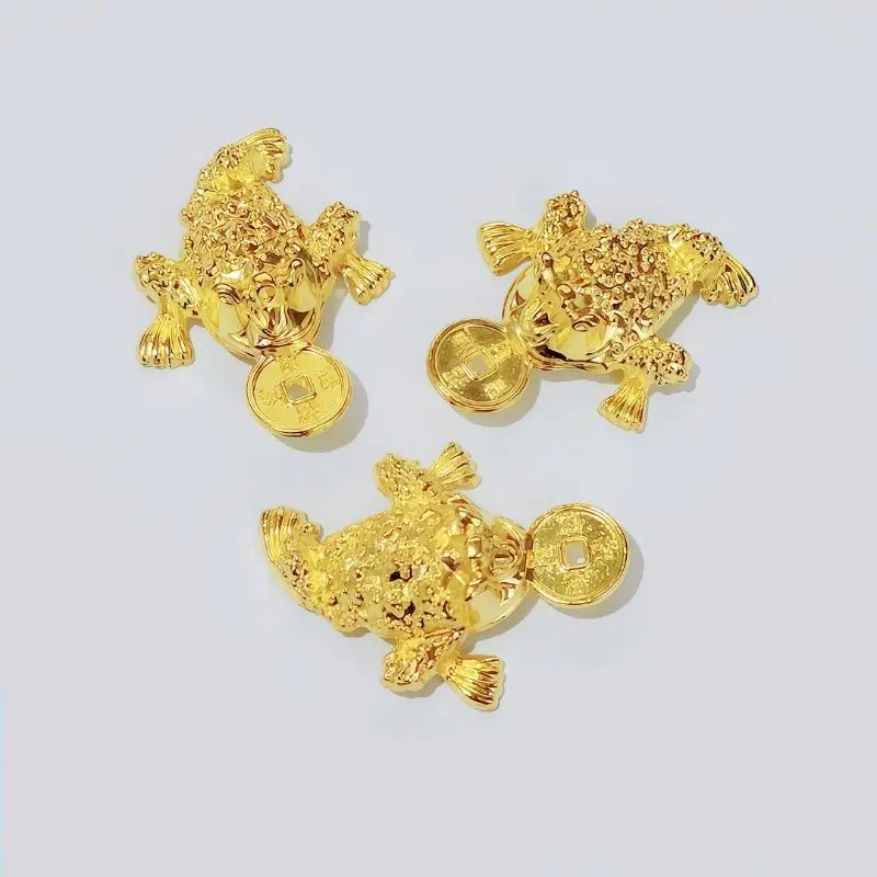 5PCS Feng Shui Pocket Toad Frogs Fortune Keychain Car Key Ring Charm Bag Pendant