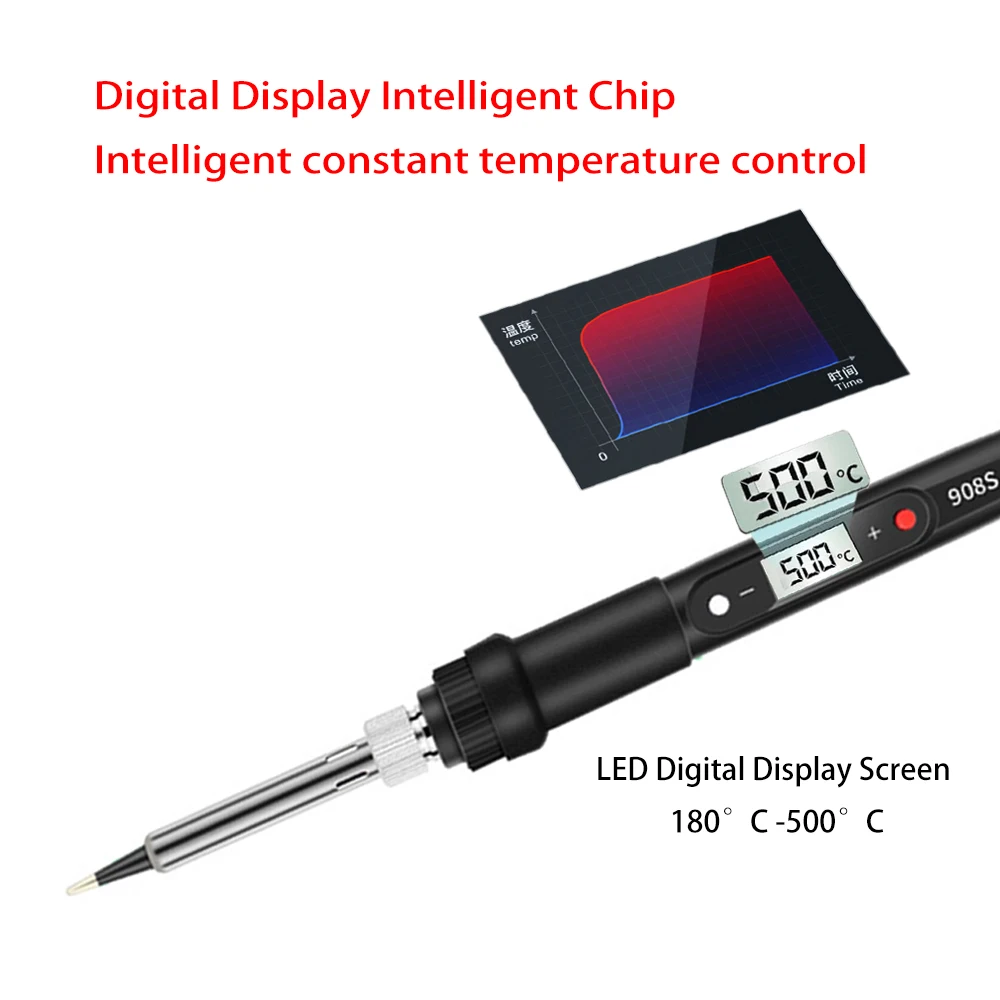 80 واط قابل للتعديل درجة الحرارة الداخلية الحرارة الرقمية درجة حرارة ثابتة مجموعة مكواة لحام كهربائية ، سبيكة لحام كهربائي ، تباع #5