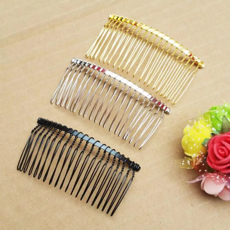 

10pcs/lot Inserted Comb Hair Accessories Hair Brush Women Steel Plate Inserted Comb Wide Tooth Comb Hair Comb Black Iron Silver