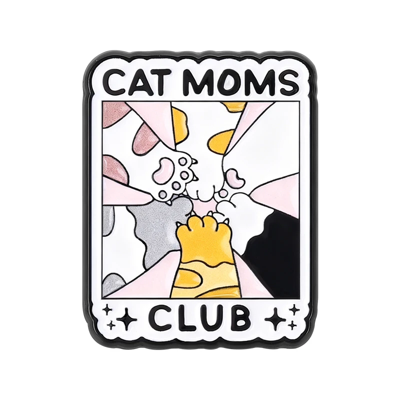 

Cat Moms Club Brooch Enamel Pins Cute Multiple Cat Paws Design Brooches Backpack Lapel Badge Cartoon Jewelry Gift for Pet Lover