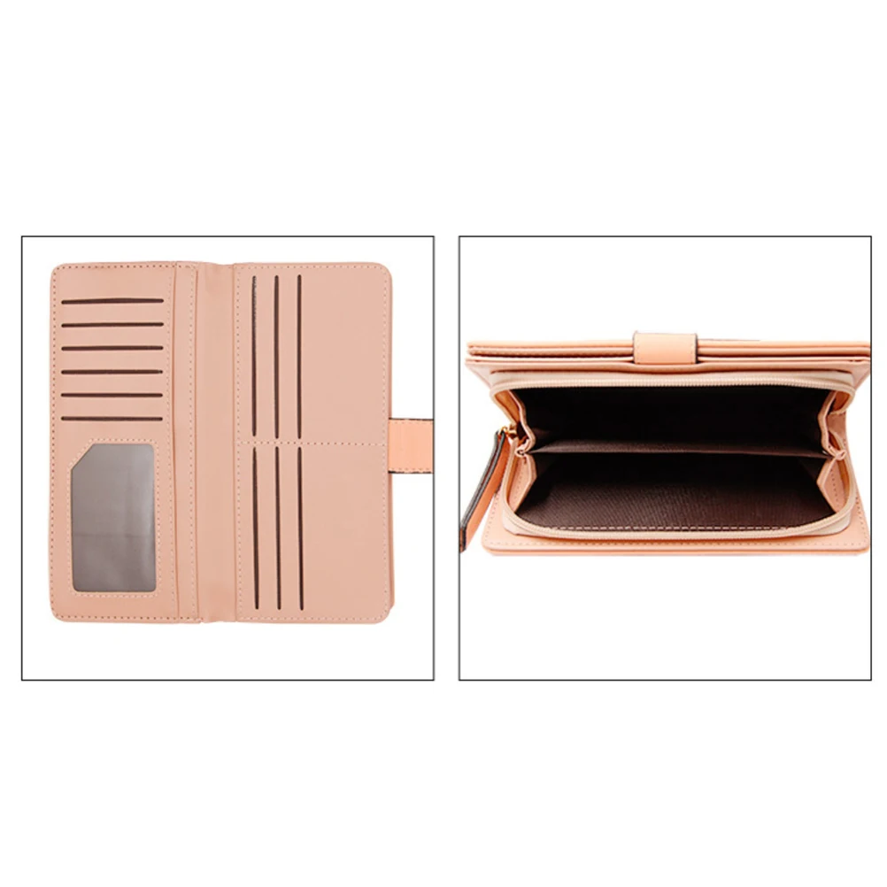 

PU Small Zipper Wallet Pink Women Billfold Coin Purse Organizer Clutch for Daily Use School Shopping Work