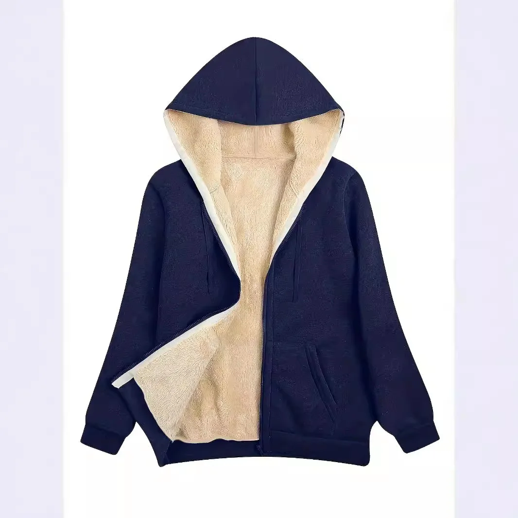 Women's Winter Warm Plush Hooded Sweatshirt Jacket Jaquetas Femininas De Inverno 2024 Chamarra De Mujer Jaqueta Feminina XL-XXXL