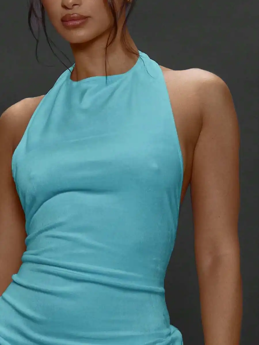 

Bodycon Halter Neck Backless Mini Dress For Women Summer Party Streetwear Chic