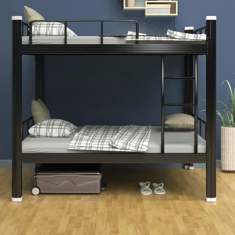 Single double bunk alloy iron bed with backing plate, easy assembly