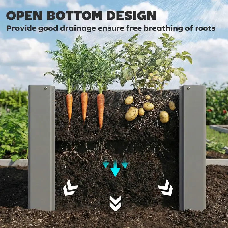 Outsunny Raised Garden Bed Galvanized Planter Box Outdoor with Gloves for Gardening Vegetables, Flower, Herb, 2.6 x 1 x 2 ft, Gray view 5