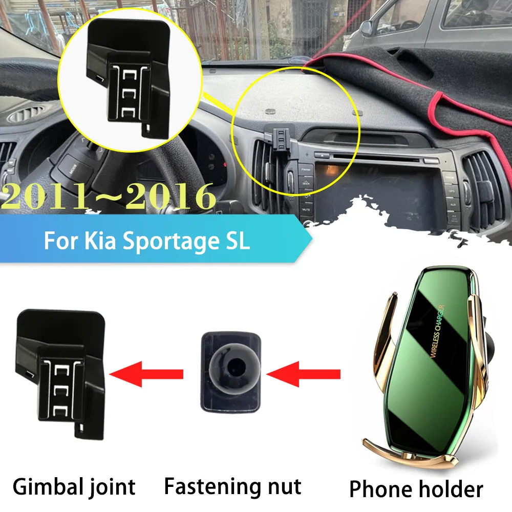 30W Car Phone Holder for Kia Sportage SL 2011~2016 2012 2013 GPS Air Vent Clip Stand Support Wireless Fast Charging Accessories