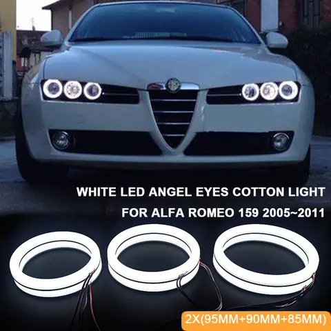 6rings White LED DRL Angel Eyes Headlights For Alfa Romeo Brera Spider 159 2005-2011 Cotton Lights Free Error