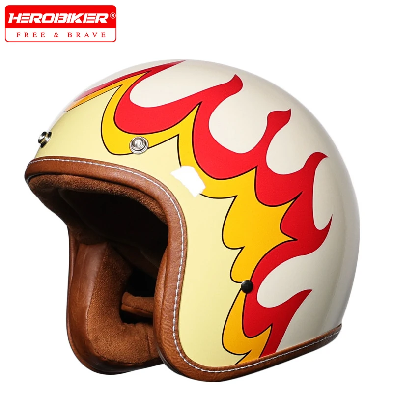 

Retro Moto 3/4 Helmet Women Wear Resistant Motorbike Helmets Men Retro Motorcycle Riding Helmet