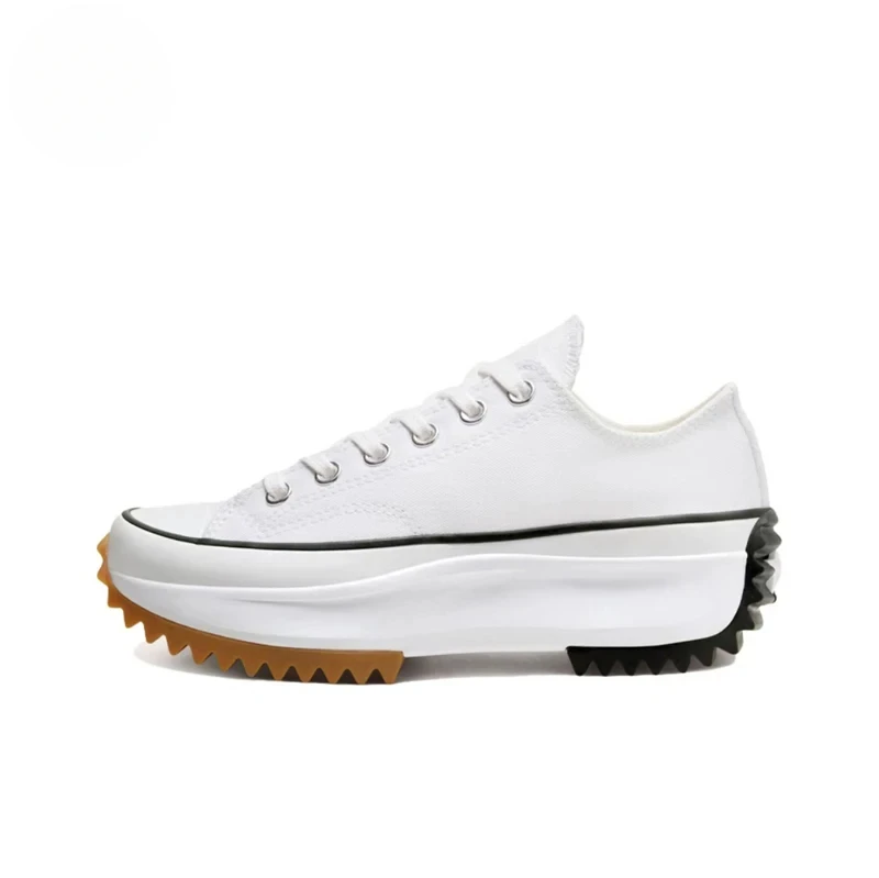 Converse Run Star Hike Ox White Black Gum 168817C Shock Absorption Wear-resistant High-top Thick Sole Men / Women Canvas Shoes