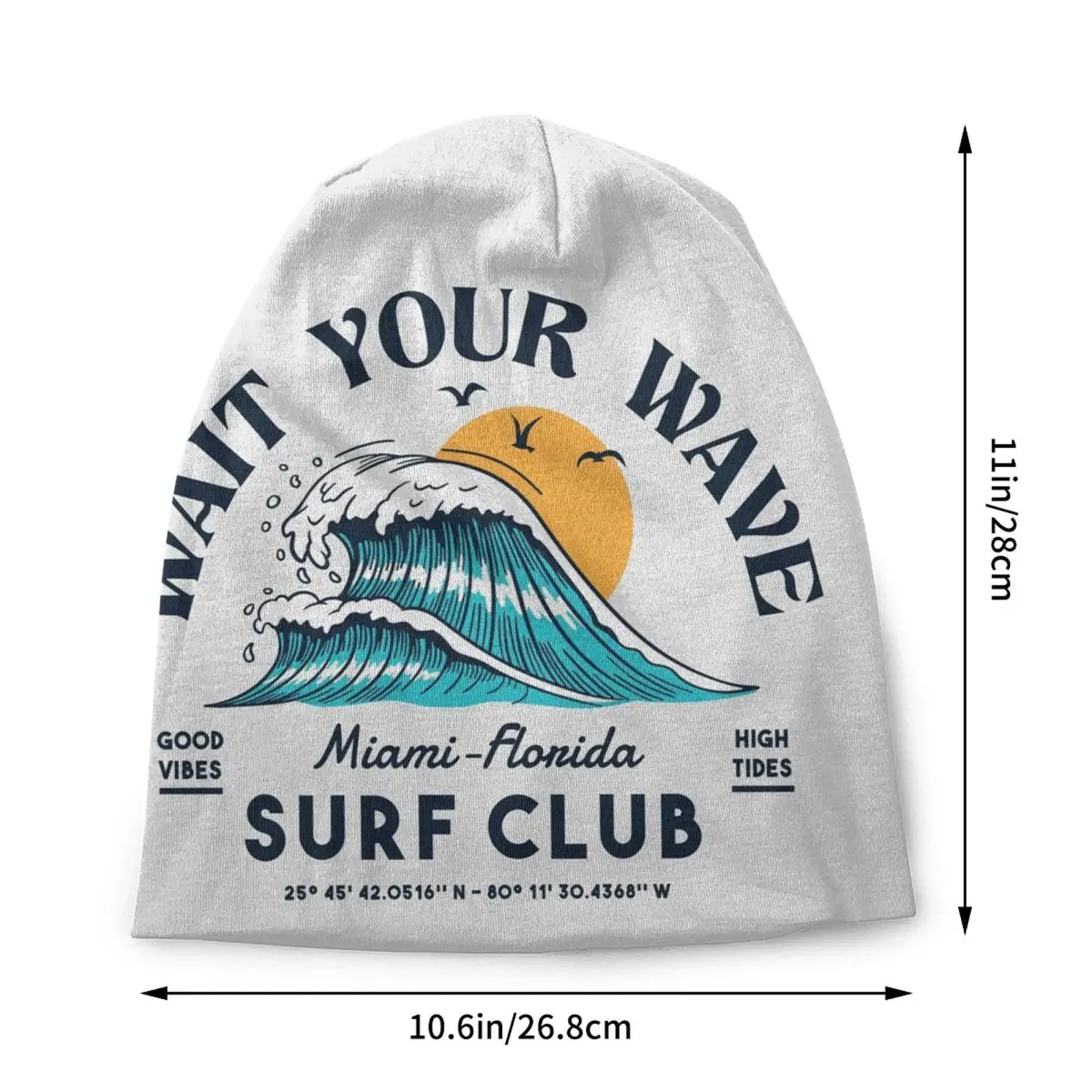 Wait Your Wave Sure Club Skullies Beanies Caps  Unisex Trend Winter Warm Knitted Hat Adult Summer Surfing Surfer Bonnet Hats