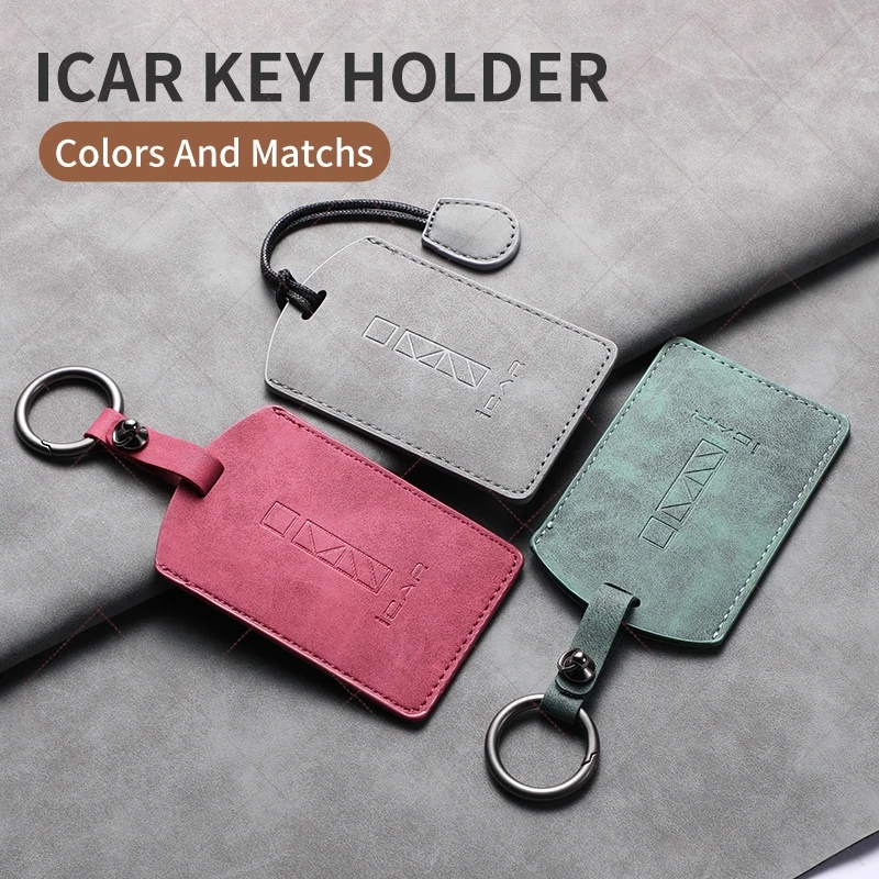 

For Chery Icar 03 Jaecoo 6 J6 EV Key Cover NFC Card Keychain Accessories Sheepskin Leather Car Smart Key Case Cover Protector