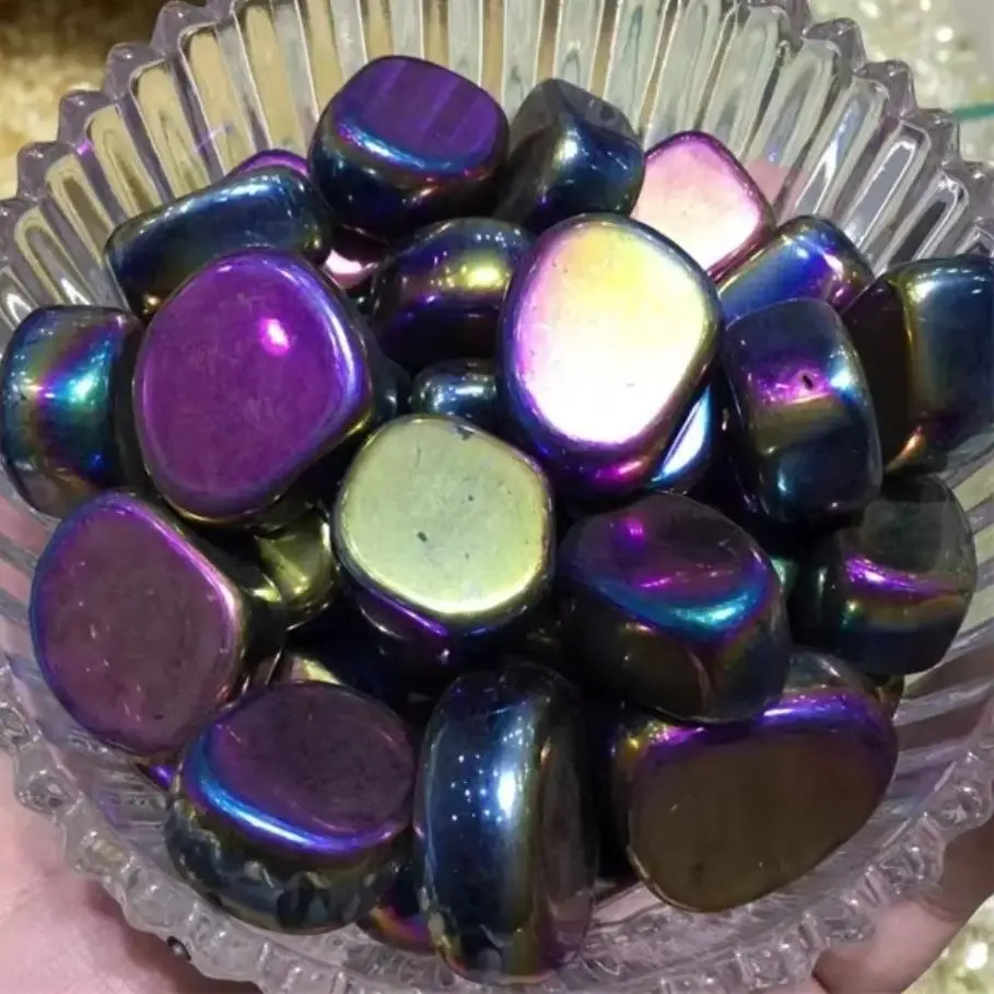 Wholesale Aura Magnetite Crystal Healing Tumbled Stones colorful Magnet Tumbled Palm for Fengshui Decoration