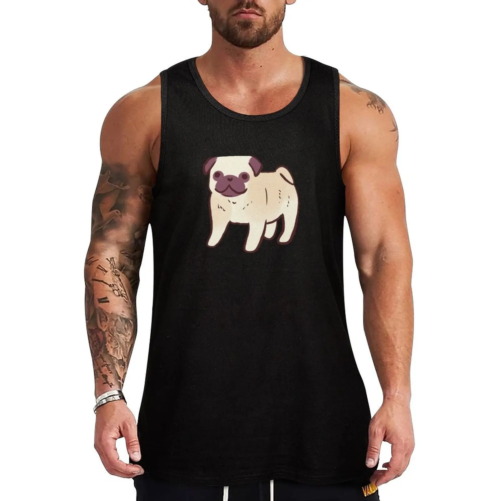 

Pug puppy drawing Tank Top Active Athletic Tank Top Quick Dry Sleeveless Shirt
