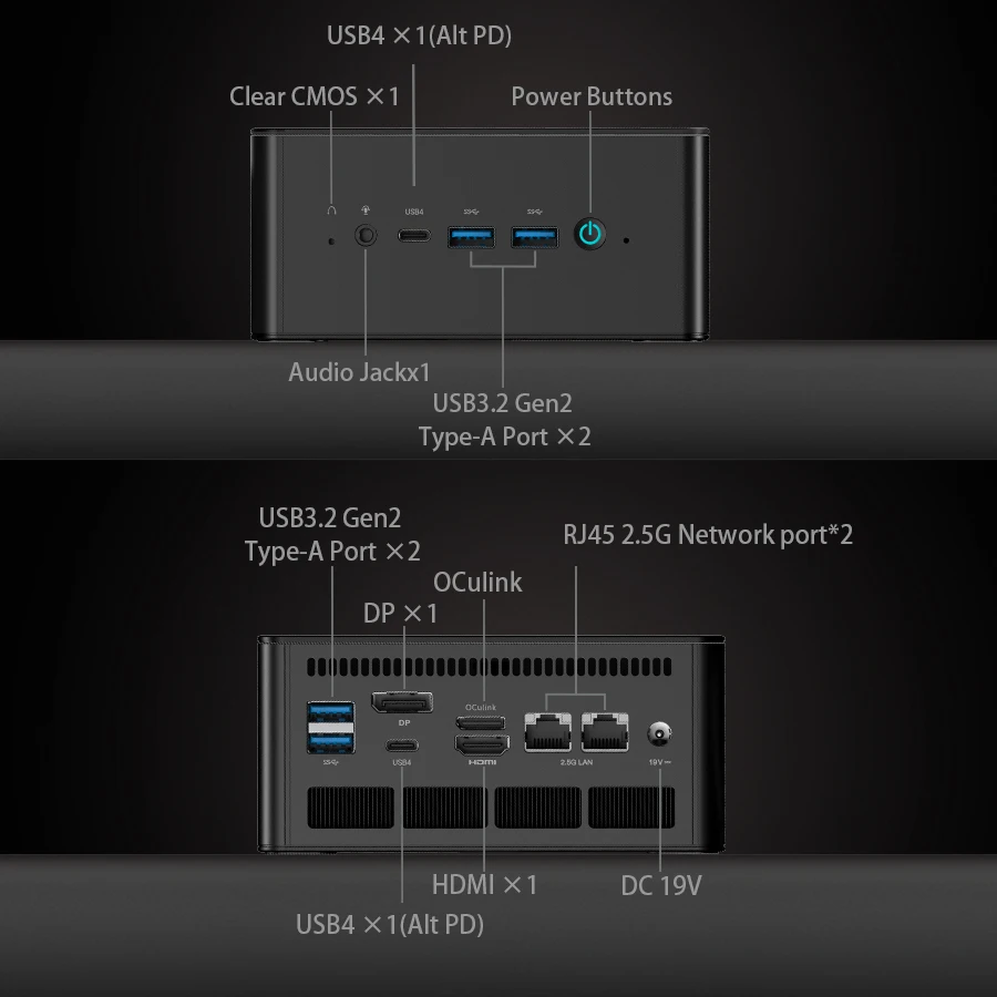 MINISFORUM UM880PRO (AMD Ryzen 7 PRO 8845HS، ذاكرة الوصول العشوائي 32 جيجابايت، SSD 1000 جيجابايت، AMD Radeon 780M، Windows 11 Home)