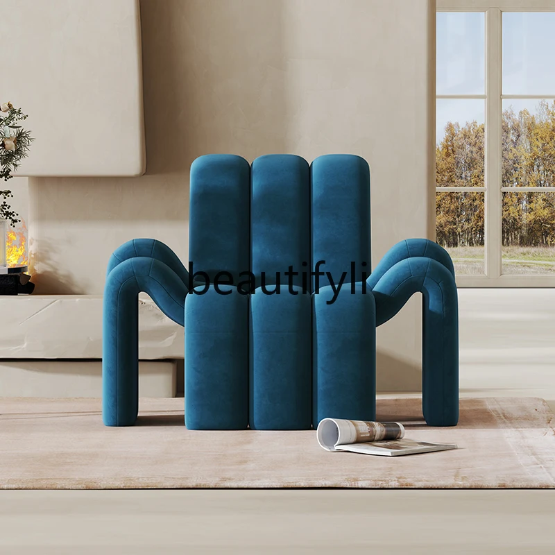 

Blue flannel fashion light luxury leisure chair living room sofa chair modern simple single spider chair