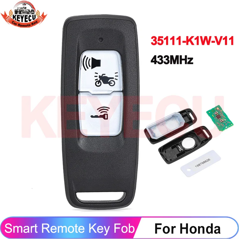 

KEYECU 433MHz ID47 Chip For Honda Motorcycle SH350 i 2021 2022+ P/N: 35111-K1W-V11 Smart 2 Buttons Remote Control Key Fob