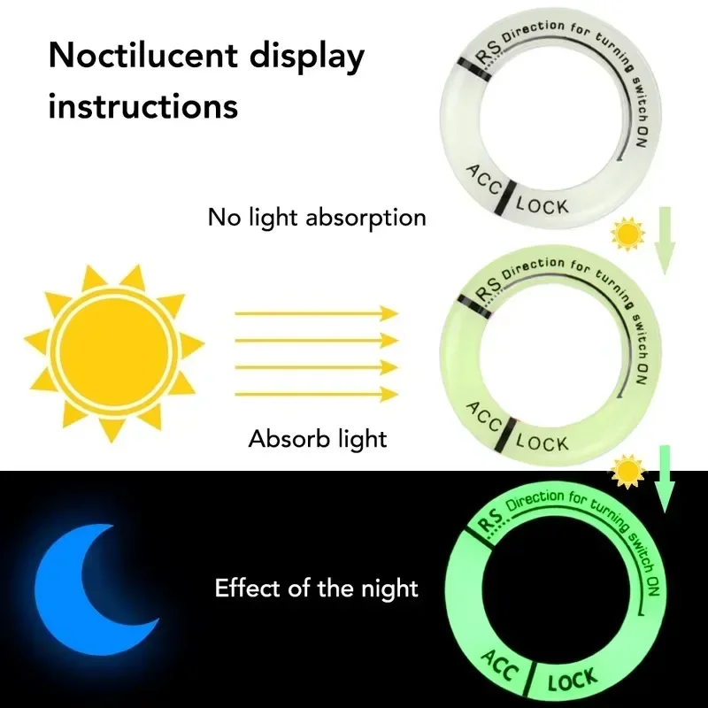 1/2pcs Night Luminous Car Ignition Key Ring Stickers Auto Motorcycle 3D Decals Decoration Key Fluorescent Circle