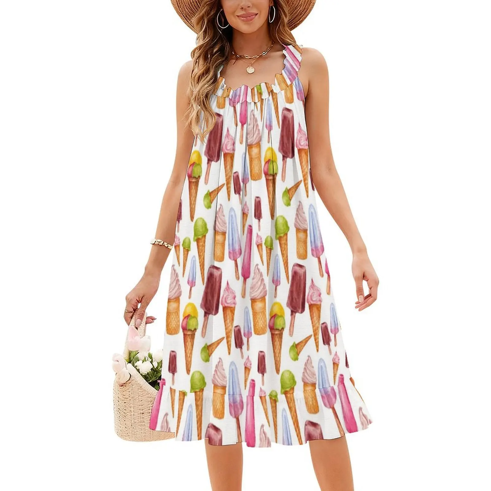 آيس كريم نمط بوهو شيك فستان أنيق موضة شاطئ حفل زفاف ثوب نمط الآيس كريم المائية المياه الملابس النسائية #4