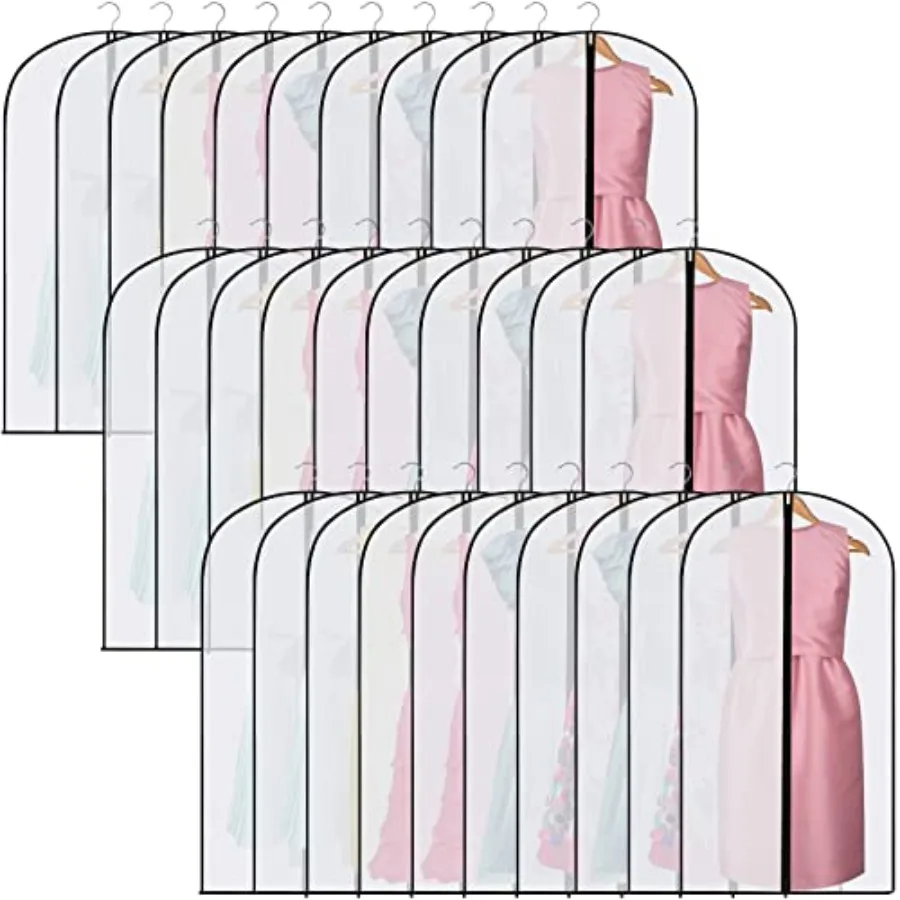 

40 Pcs 24 x 40 h Gent Bags for Hangins Gown and t Storage Bags wi Zipper - Dtof Cover for Closet s Storage Travel White Blk