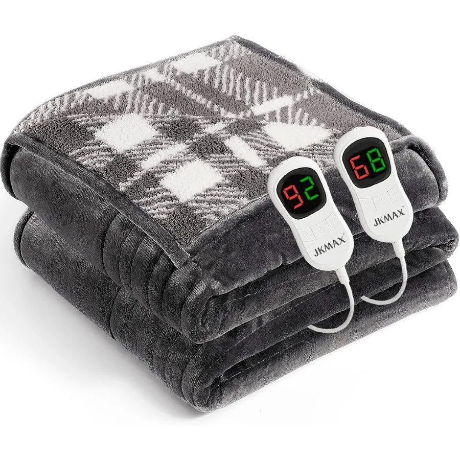 

Heated Electric Blanket King Size - 100"x90" Flannel Heating Blanket with 10 Heating Levels and 5 Time Settings Over-Heat Prote