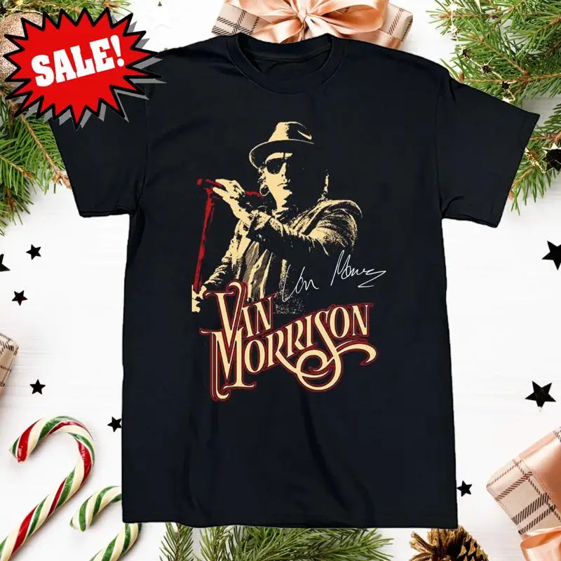 Van Morrison Music Star Heavy Cotton All Size Black T Shirt BL184