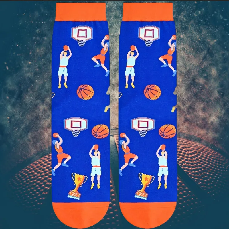 Lustige Socken mit Tomaten-Ketchup- und Pommes-Frites-Motiv, Baumwollsocken im AB-Stil, mittelhohe Socken mit Lebensmittelmotiven, kreative, abstrakte, originelle Paar-Socken. – Detail 9
