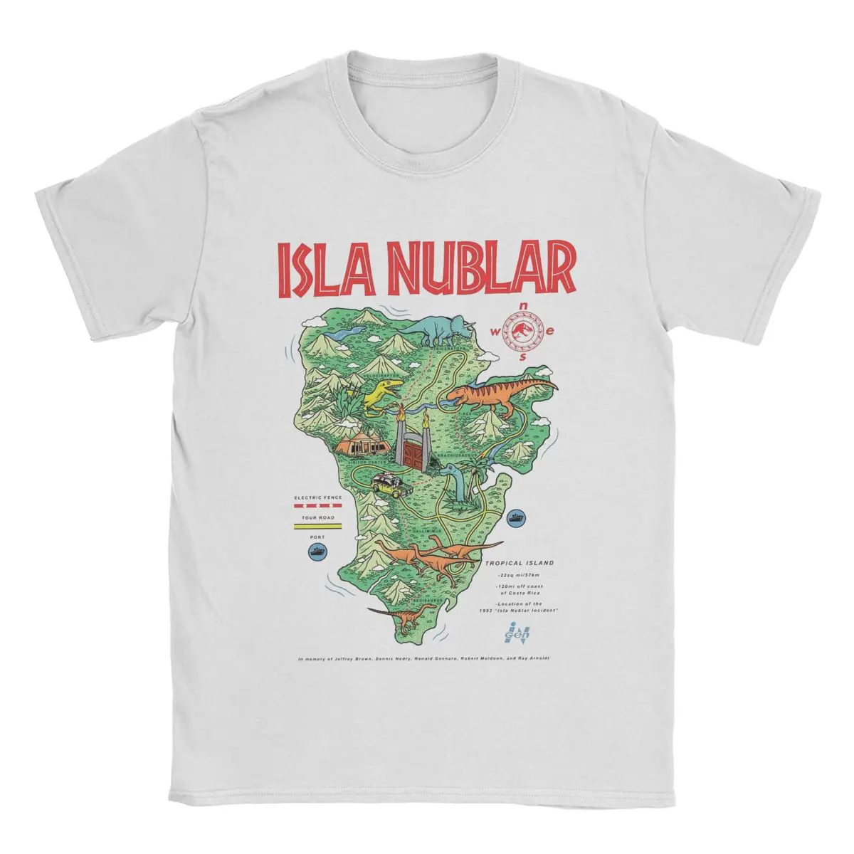 Novelty Jurassics Parks Isla Nublar T-Shirt Men Round Neck Cotton T Shirts Short Sleeve Tees Plus Size Clothing