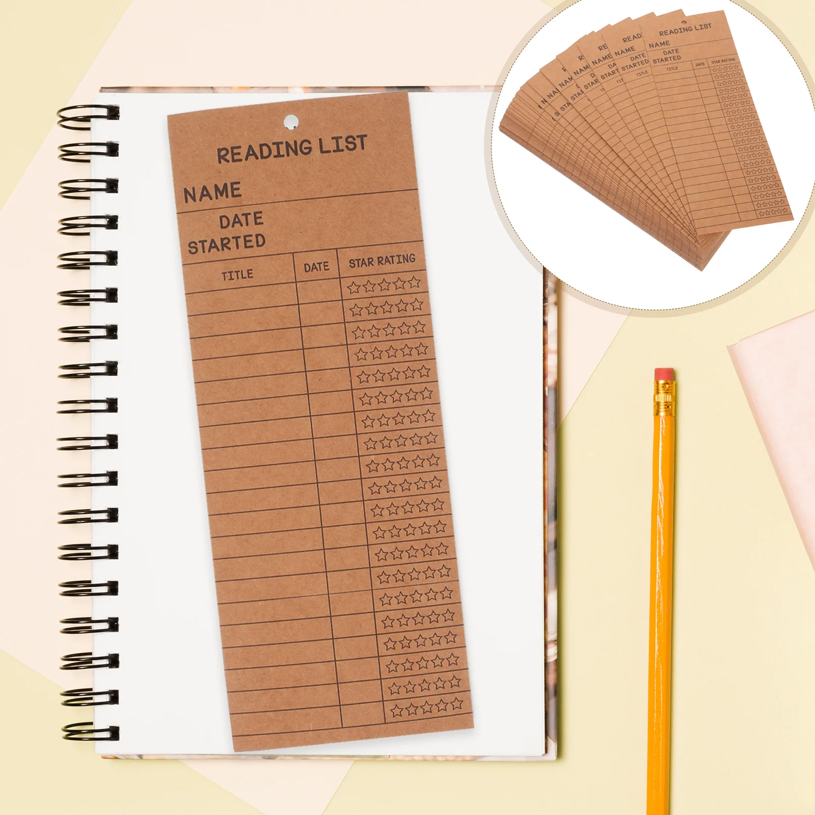 50 Pcs Read List Bookmark Reading Accessories for Lovers Paper Tracker Bookmarks