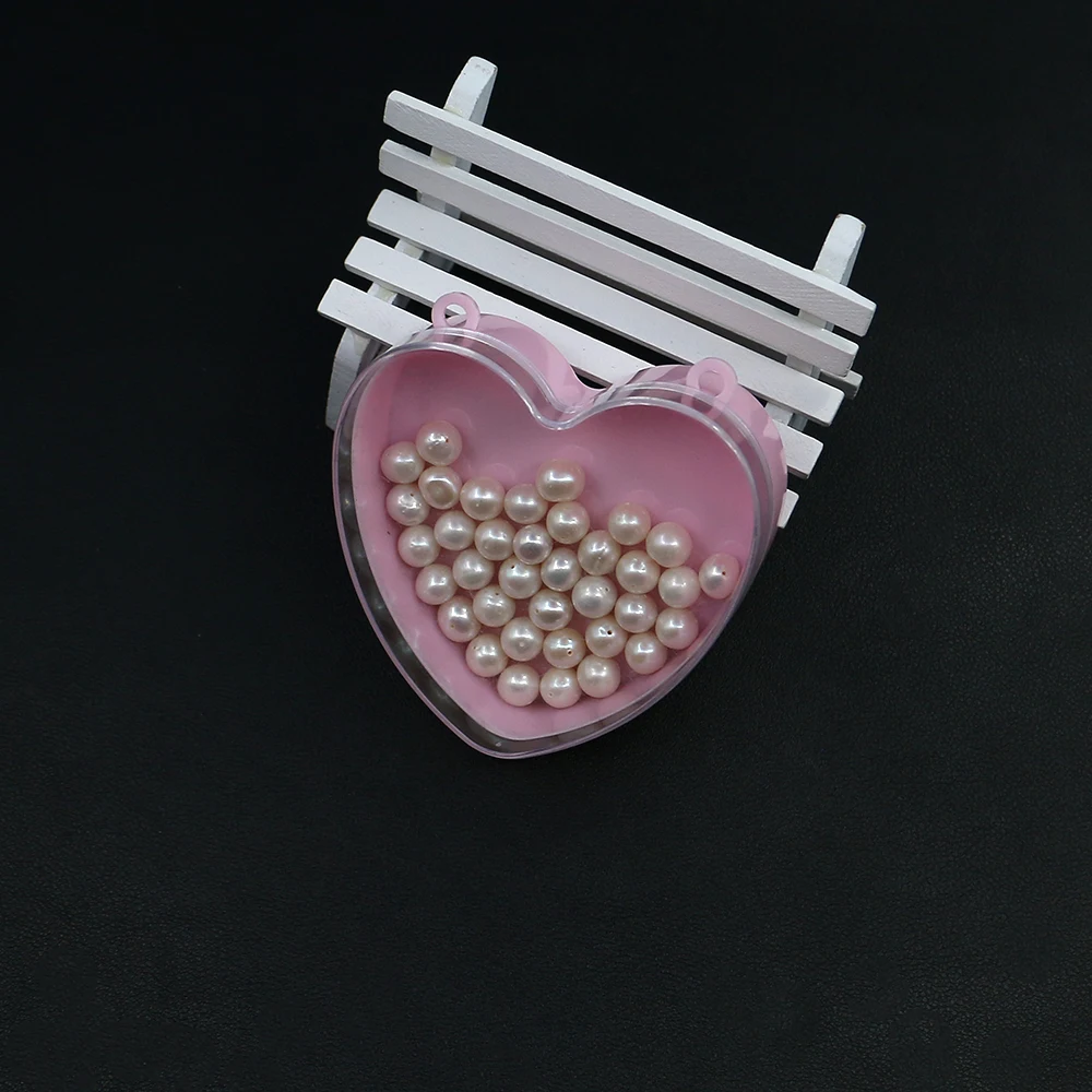 

3pcs Heart-shaped Pink Base With Transparent Cover Jewelry Packaging Box Flip Up Small Bead Accessory Storage Display Supplies