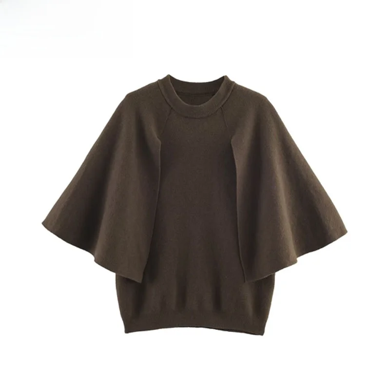 

Faionable round Ne Layered Sve Knitted Sweater ZR Sle Women's New Arrival Polyester Fiber Loose Fit ort Sve