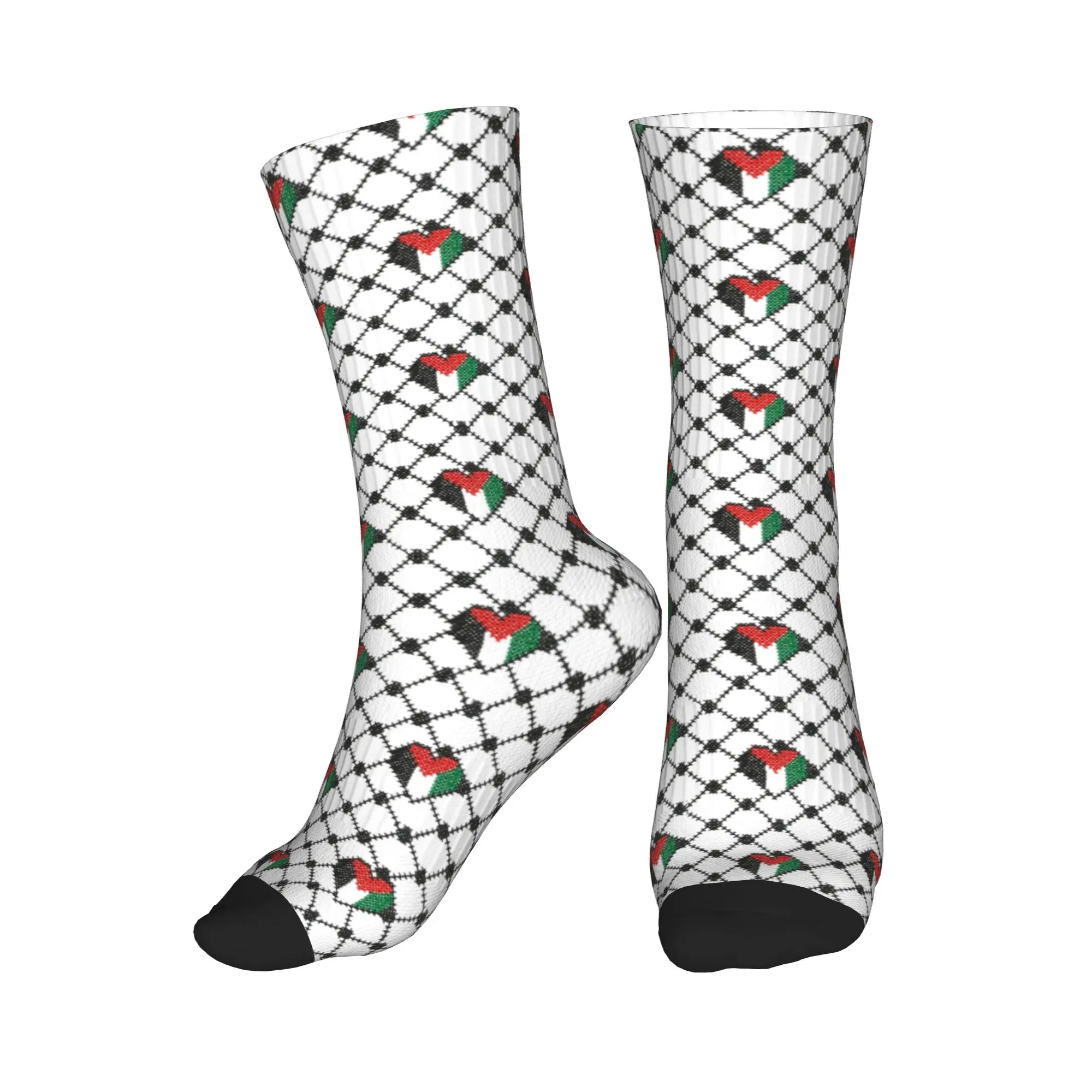 

Fun Men's Palestinian Arabic Keffiyeh Kufiya Pattern Dress Socks Unisex Breathbale Warm 3D Printed Crew Socks