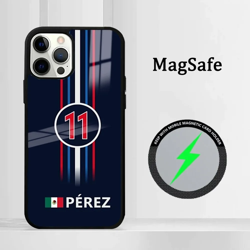 S-Sergio P-Perez F1 Formula 11 Phone Case For IPhone 16 15 14 13 12 11 Pro Max Plus Mini Magsafe Mirror Wireless Magnetic Cover