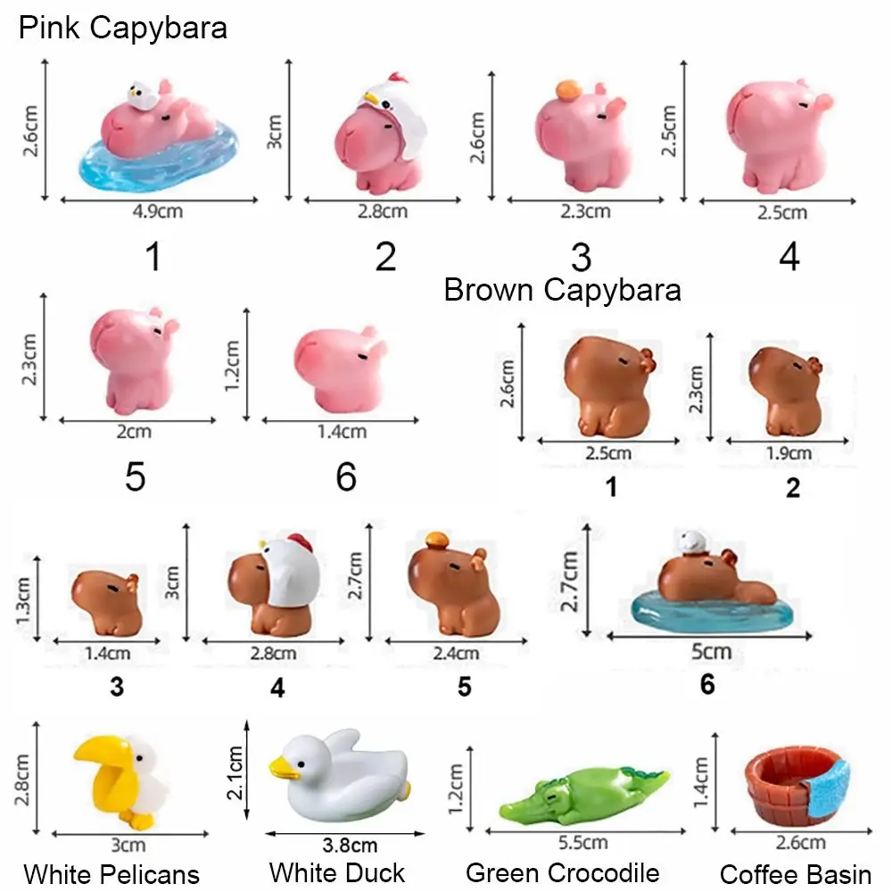 Resin Cartoon Capybara Statue Pink DIY Miniature Capybara Figurines Bonsai Dollhouse Decoration Mini Animals Figurine